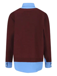 Miu Miu Women Wool Cardigan With Cotton Details