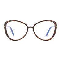 Tom Ford Eyeglasses Butterfly Full Rim, Shiny Black Frame and Clear Blue Light Block Lens FT5907-B001