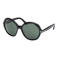Tom Ford Tom Ford Sunglasses Geometric Full Rim, Shiny Black Frame and Green Lens FT128201N