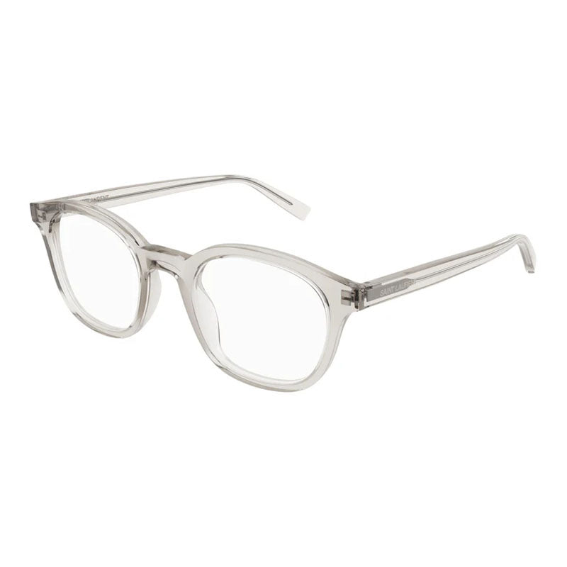 Saint Laurent Eyeglasses Round Full Rim, Transparent Beige Frame and Clear Demo Lenses Lens SL588003
