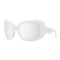 Celine Sunglasses Geometric Full Rim, White Frame and Silver Mirror Lens CL40224I25C