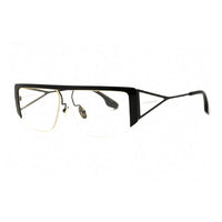 Victoria Beckham Sunglasses Rectangle Semi Rim, Black/Gold Frame and Transparent Lens VB250S001