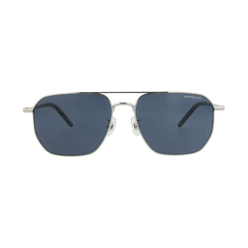 Montblanc Sunglasses Square Full Rim, Black/Blue Frame and Grey Lens MB0367SA005