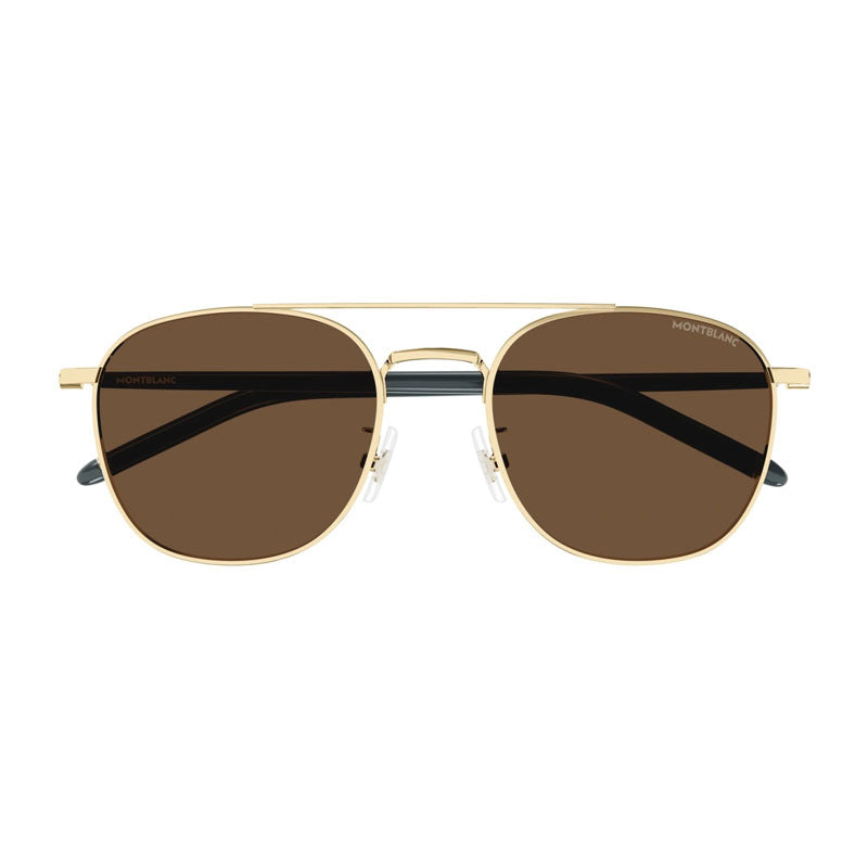 Montblanc Sunglasses Square Full Rim, Gold Frame and Nicotine Lens MB0271S004