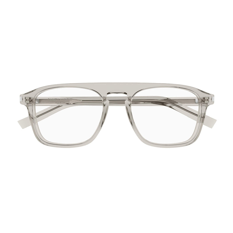 Saint Laurent Eyeglasses Square Full Rim, Shiny Beige Frame and Clear Demo Lenses Lens SL157005
