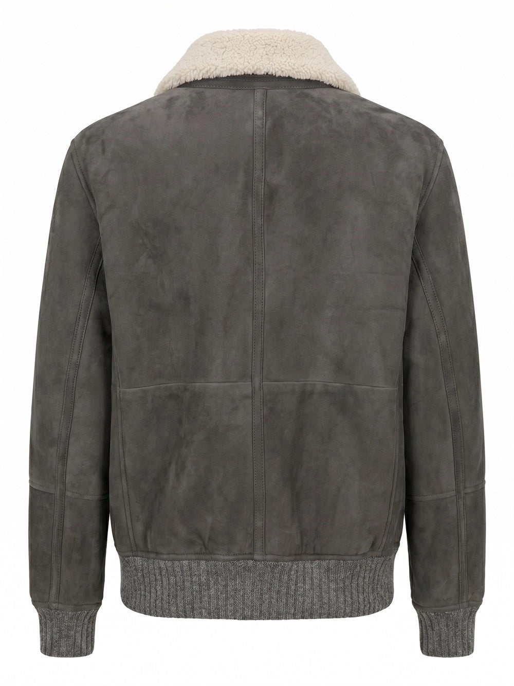 Brunello Cucinelli Men Suede Curly Shearling Bomber Jacket