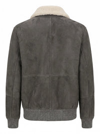 Brunello Cucinelli Men Suede Curly Shearling Bomber Jacket