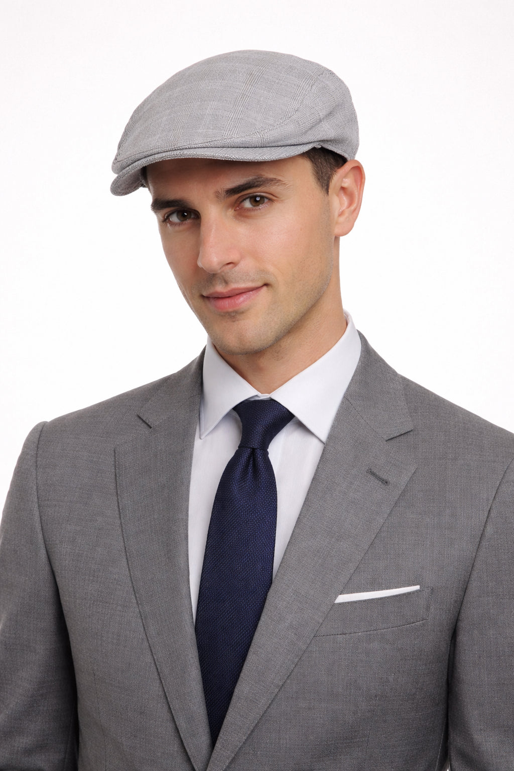 Dolce & Gabbana Men’s Light Grey Plaid Flat Cap
