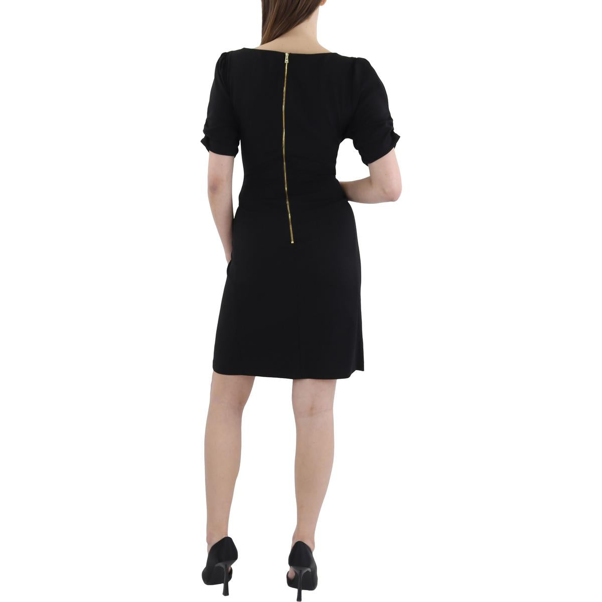 Womens Pleated Crepe Cocktail And Party Dress