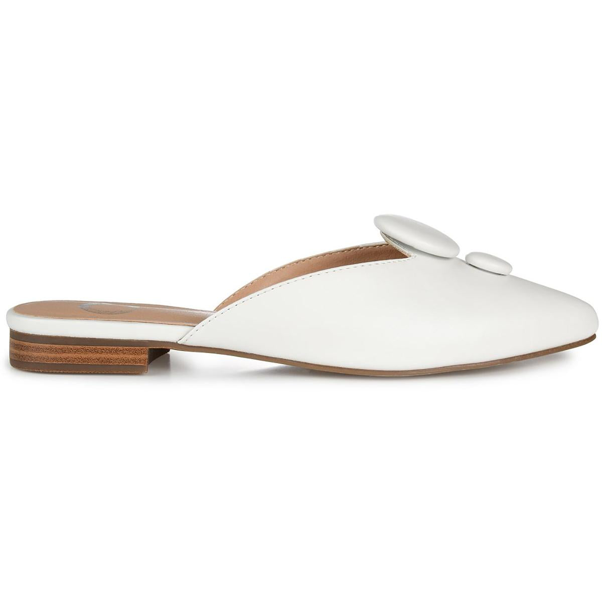 Mallorie Womens Embellished Faux Leather Mules