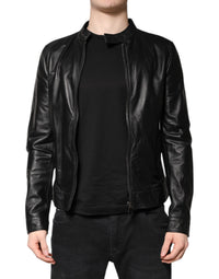 Dolce & Gabbana Dolce & Gabbana Black Sheep Leather Biker Full Zip Men's Jacket