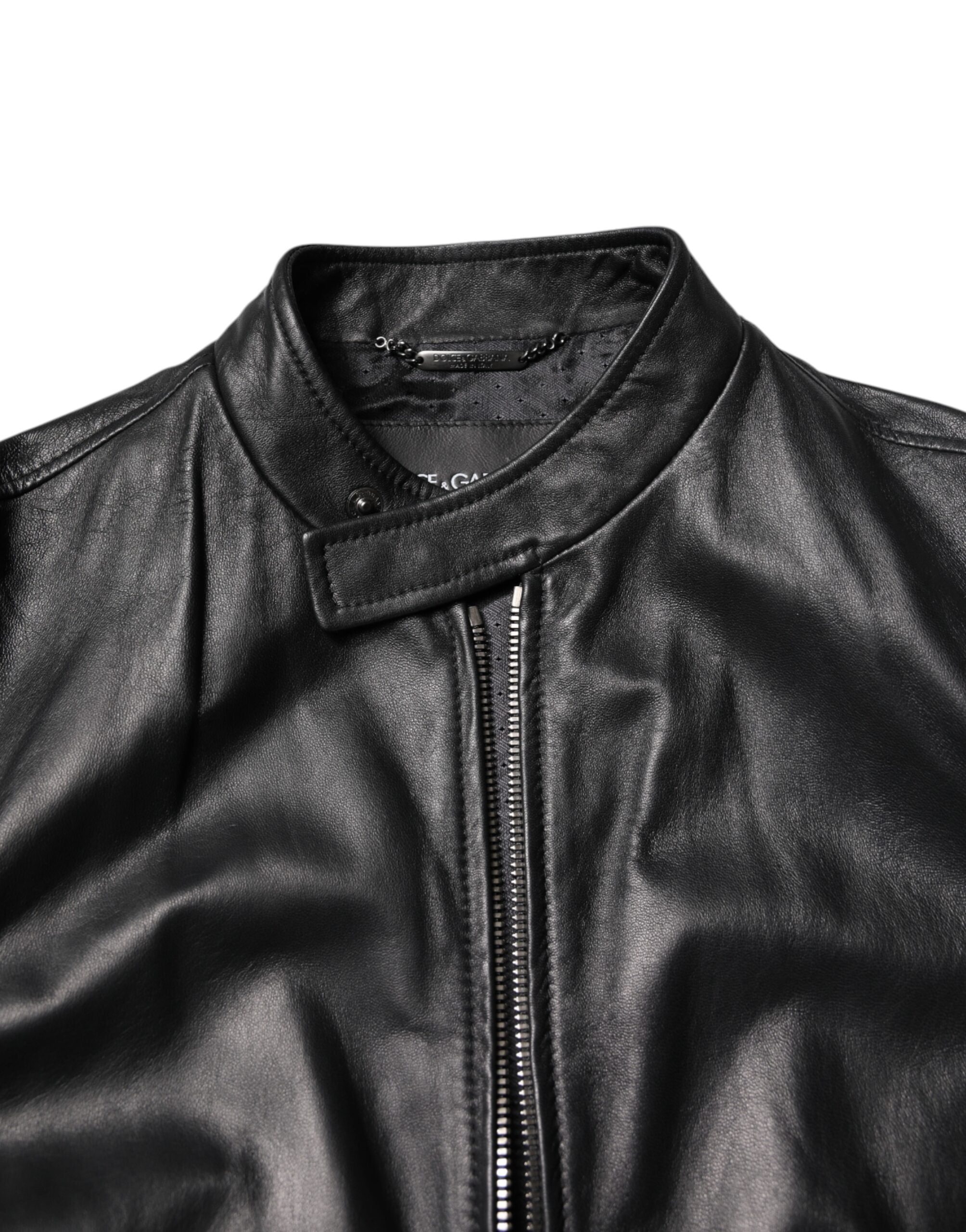 Dolce & Gabbana Dolce & Gabbana Black Sheep Leather Biker Full Zip Men's Jacket