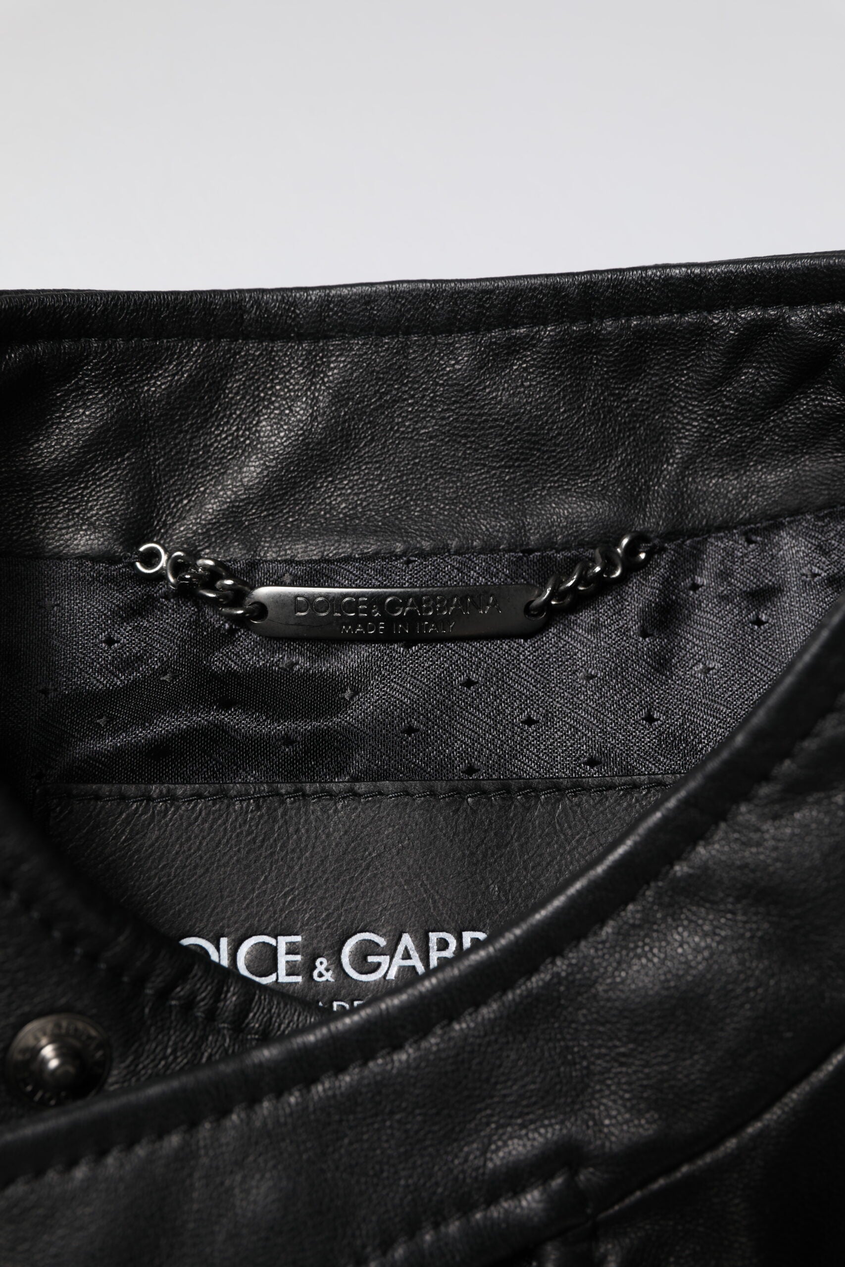 Dolce & Gabbana Dolce & Gabbana Black Sheep Leather Biker Full Zip Men's Jacket