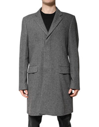Dolce & Gabbana Dolce & Gabbana Gray Wool Single Breasted Trench Coat Men's Jacket