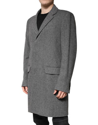Dolce & Gabbana Dolce & Gabbana Gray Wool Single Breasted Trench Coat Men's Jacket