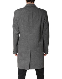 Dolce & Gabbana Dolce & Gabbana Gray Wool Single Breasted Trench Coat Men's Jacket