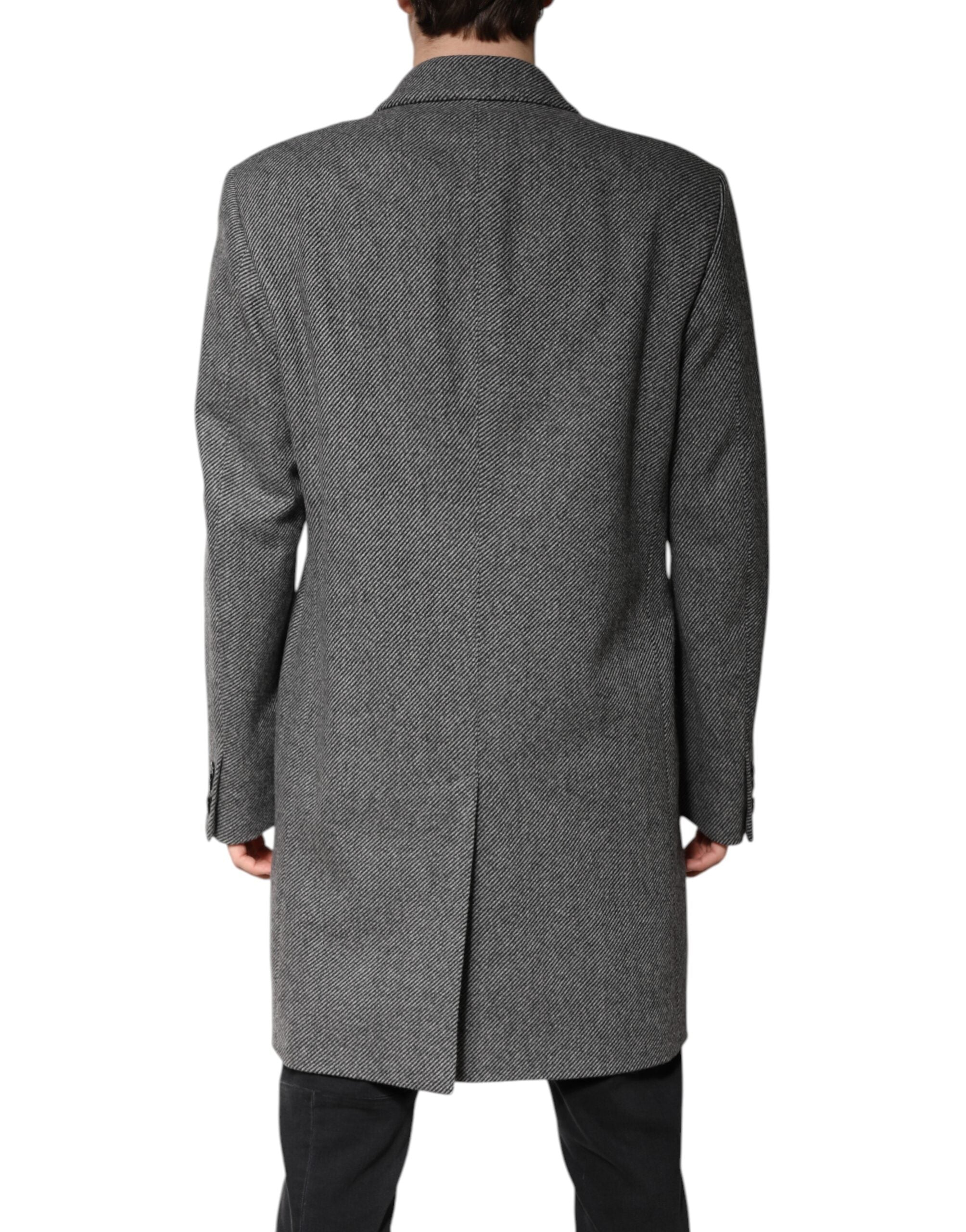 Dolce & Gabbana Dolce & Gabbana Gray Wool Single Breasted Trench Coat Men's Jacket