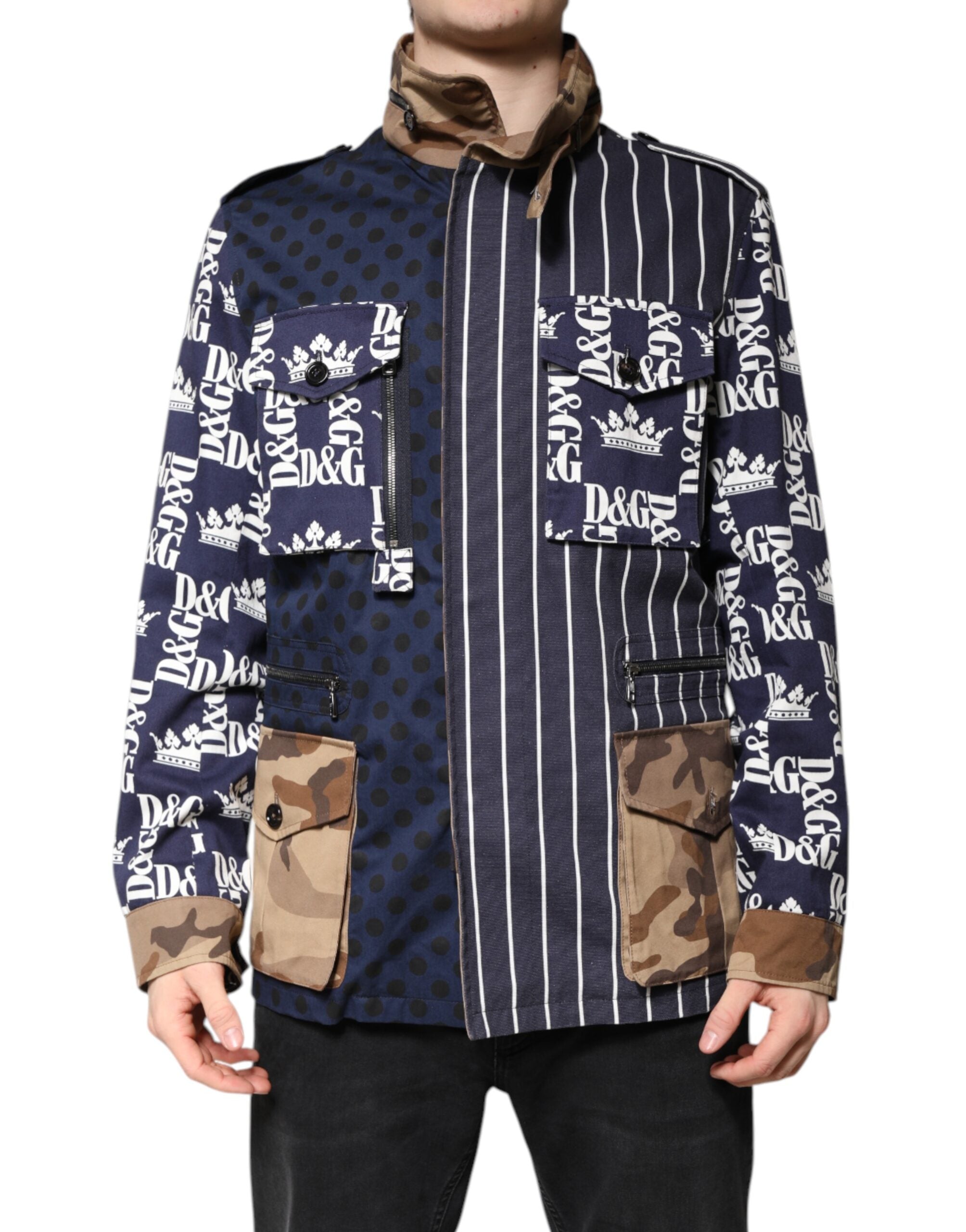 Dolce & Gabbana Dolce & Gabbana Multicolor Cotton Logo Patchwork Coat Men's Jacket