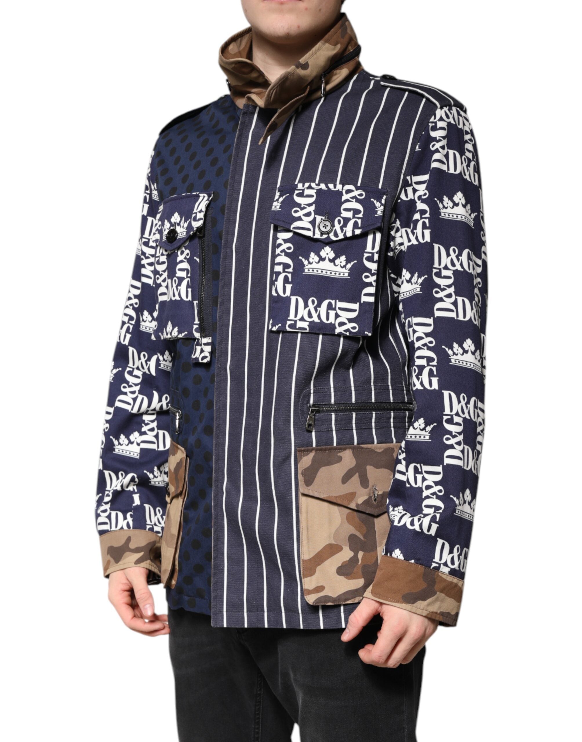 Dolce & Gabbana Dolce & Gabbana Multicolor Cotton Logo Patchwork Coat Men's Jacket