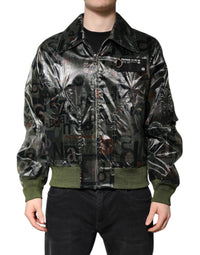 Dolce & Gabbana Dolce & Gabbana Green DG Logo Print Bomber Full Zip Men's Jacket