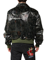 Dolce & Gabbana Dolce & Gabbana Green DG Logo Print Bomber Full Zip Men's Jacket