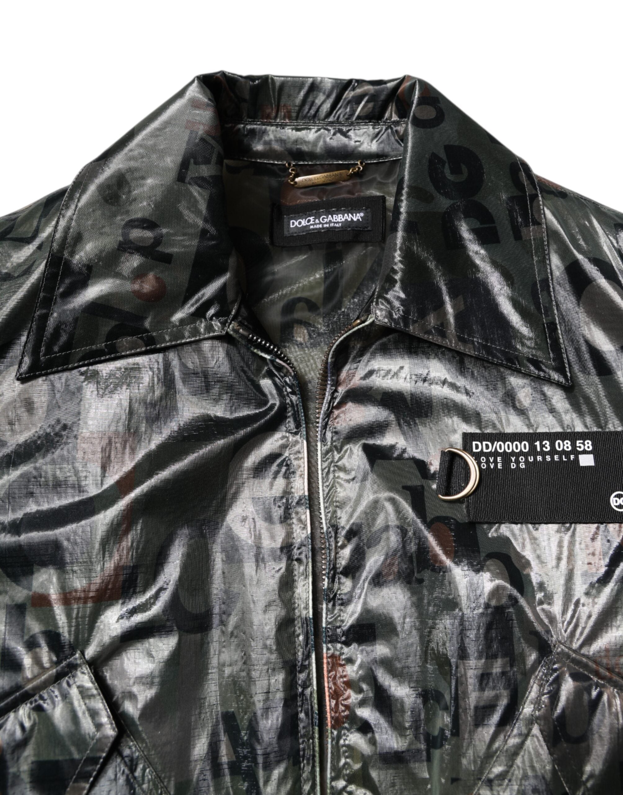 Dolce & Gabbana Dolce & Gabbana Green DG Logo Print Bomber Full Zip Men's Jacket