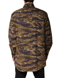 Dolce & Gabbana Dolce & Gabbana Brown Leopard Cotton Collared Coat Men's Jacket