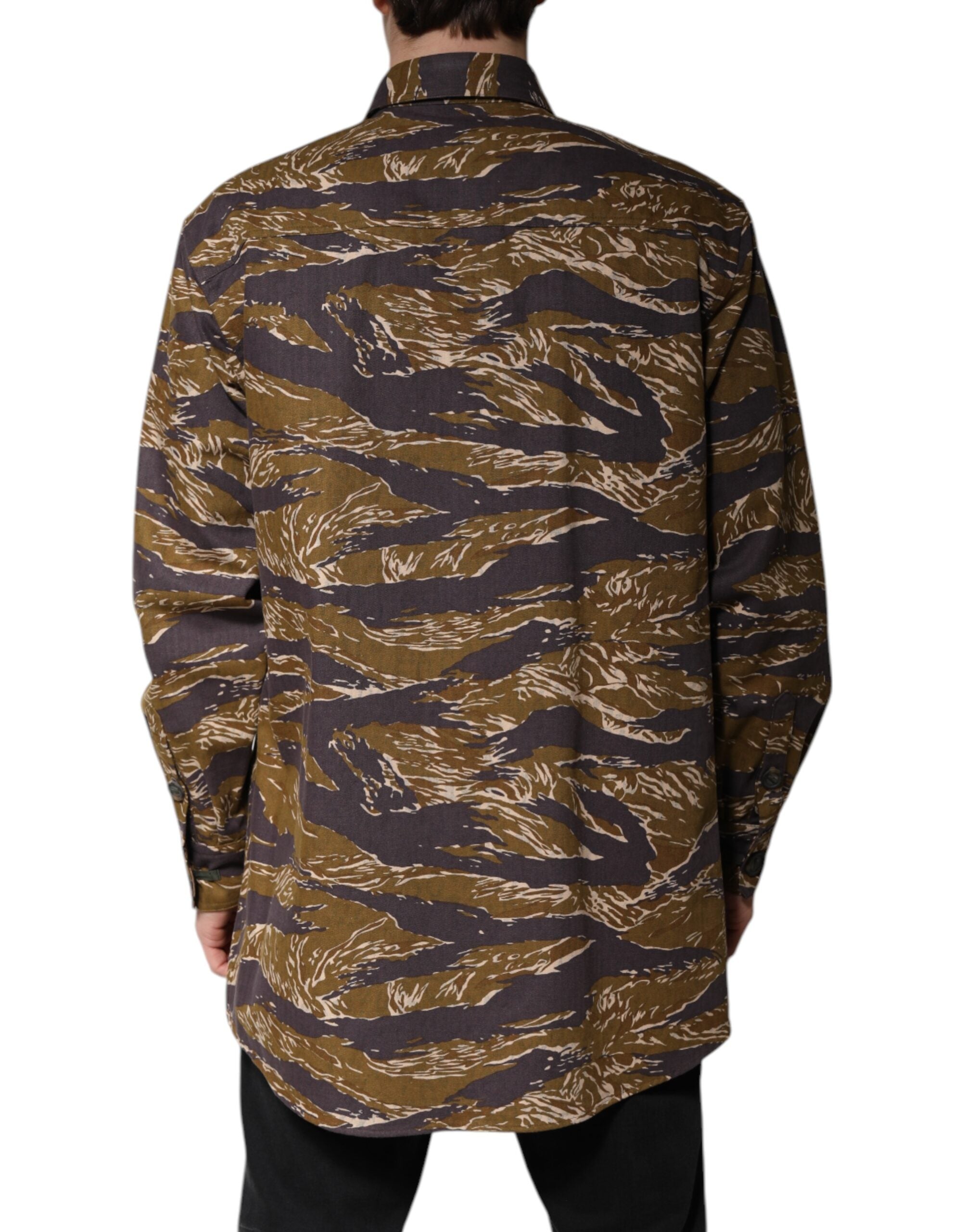 Dolce & Gabbana Dolce & Gabbana Brown Leopard Cotton Collared Coat Men's Jacket