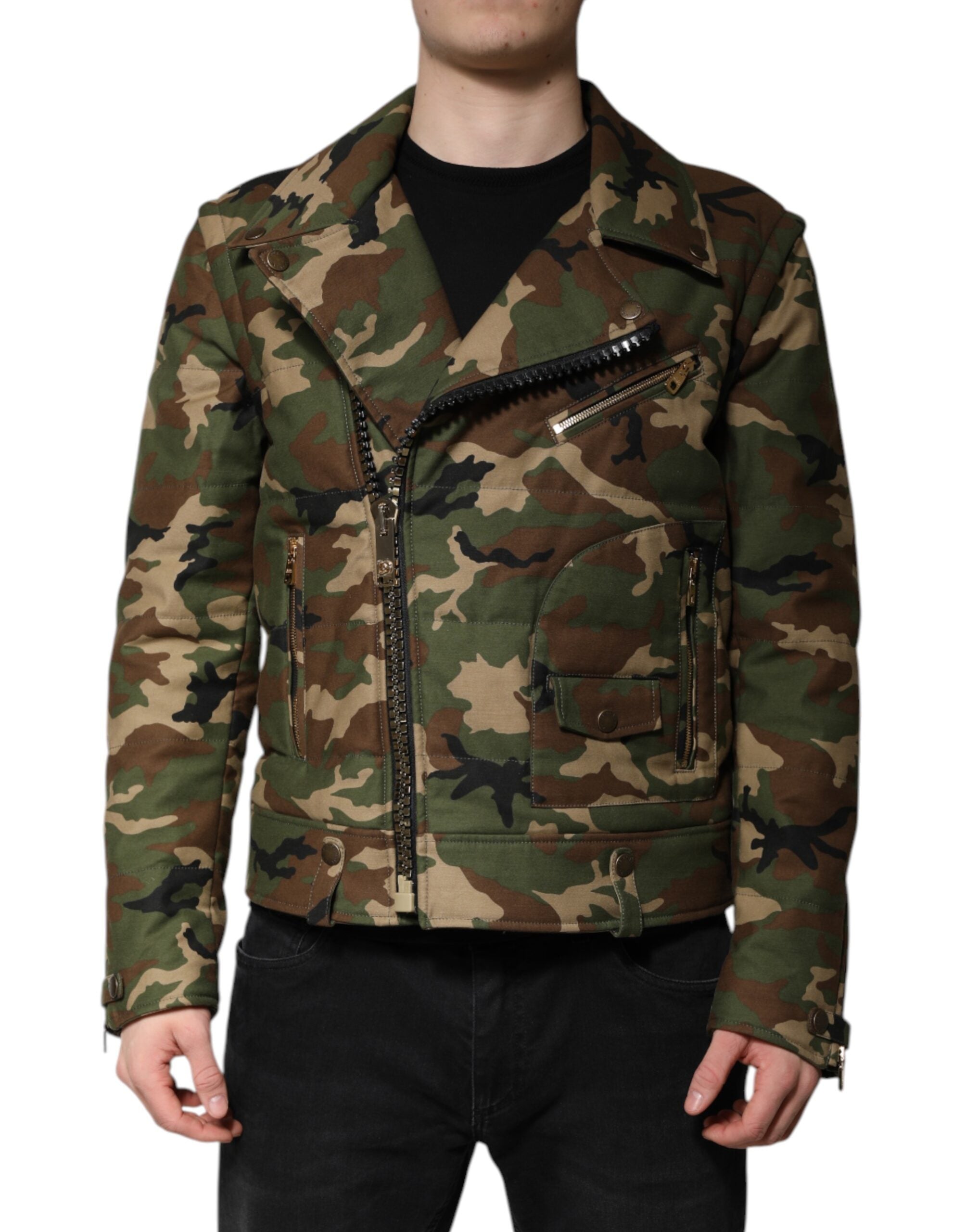 Dolce & Gabbana Dolce & Gabbana Multicolor Camouflage Nylon Biker Men's Jacket