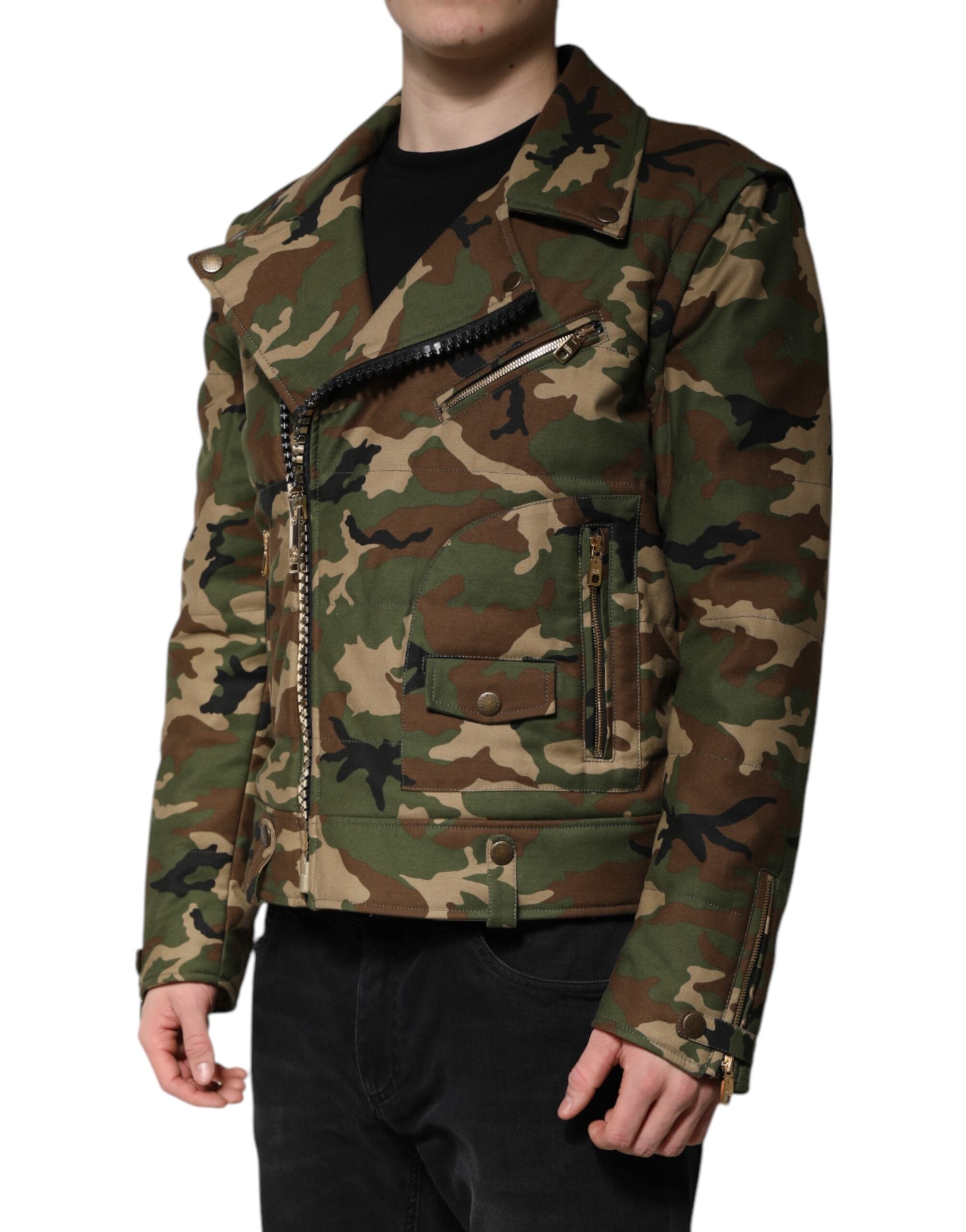 Dolce & Gabbana Dolce & Gabbana Multicolor Camouflage Nylon Biker Men's Jacket