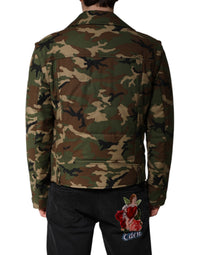 Dolce & Gabbana Dolce & Gabbana Multicolor Camouflage Nylon Biker Men's Jacket