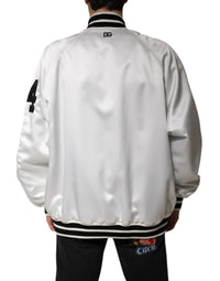 Dolce & Gabbana Dolce & Gabbana White DG Logo Polyester Jersey Bomber Men's Jacket