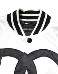 Dolce & Gabbana Dolce & Gabbana White DG Logo Polyester Jersey Bomber Men's Jacket