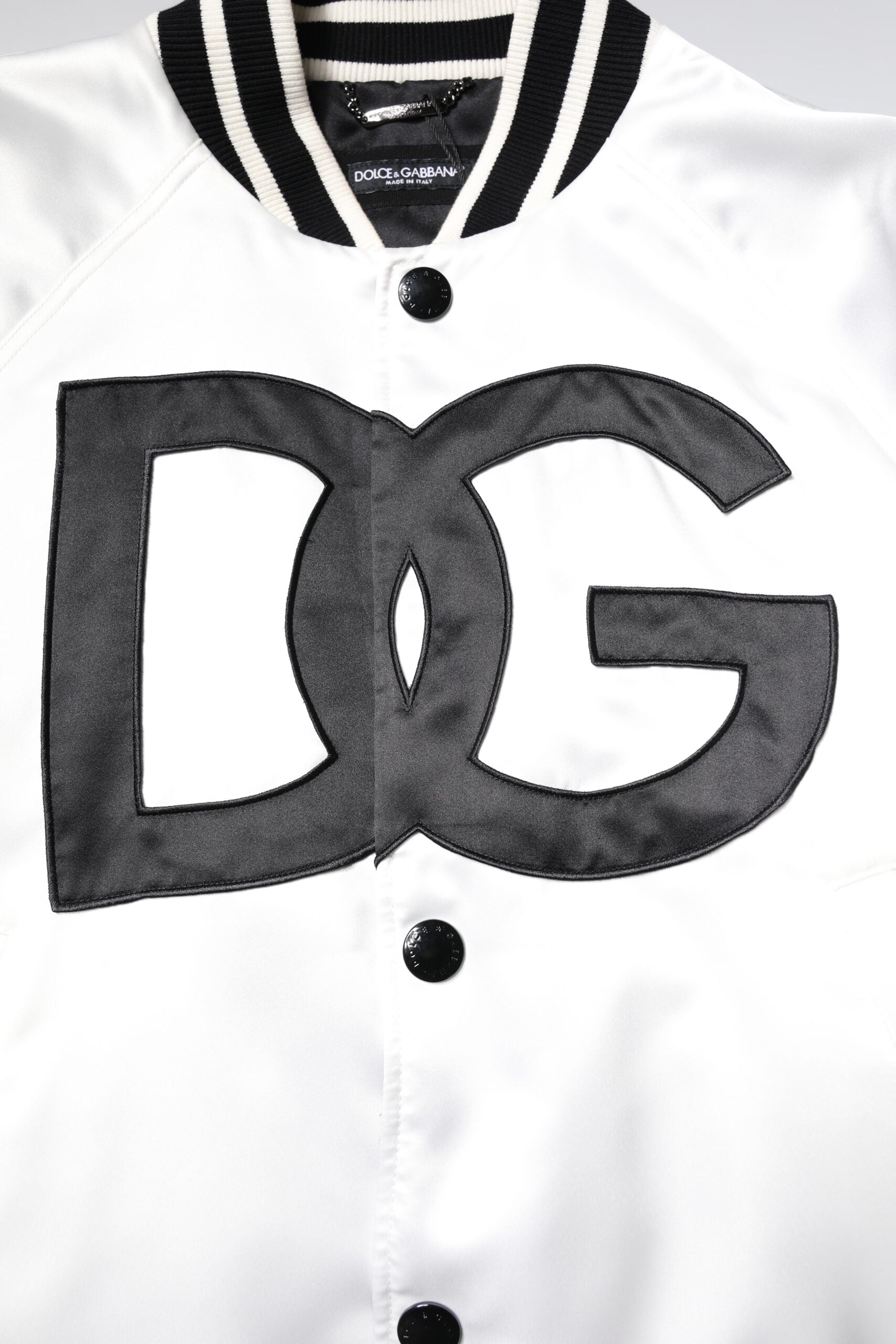 Dolce & Gabbana Dolce & Gabbana White DG Logo Polyester Jersey Bomber Men's Jacket