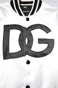 Dolce & Gabbana Dolce & Gabbana White DG Logo Polyester Jersey Bomber Men's Jacket