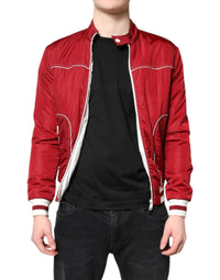 Dolce & Gabbana Dolce & Gabbana Red White Nylon Full Zip Men Bomber Men's Jacket