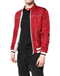 Dolce & Gabbana Dolce & Gabbana Red White Nylon Full Zip Men Bomber Men's Jacket