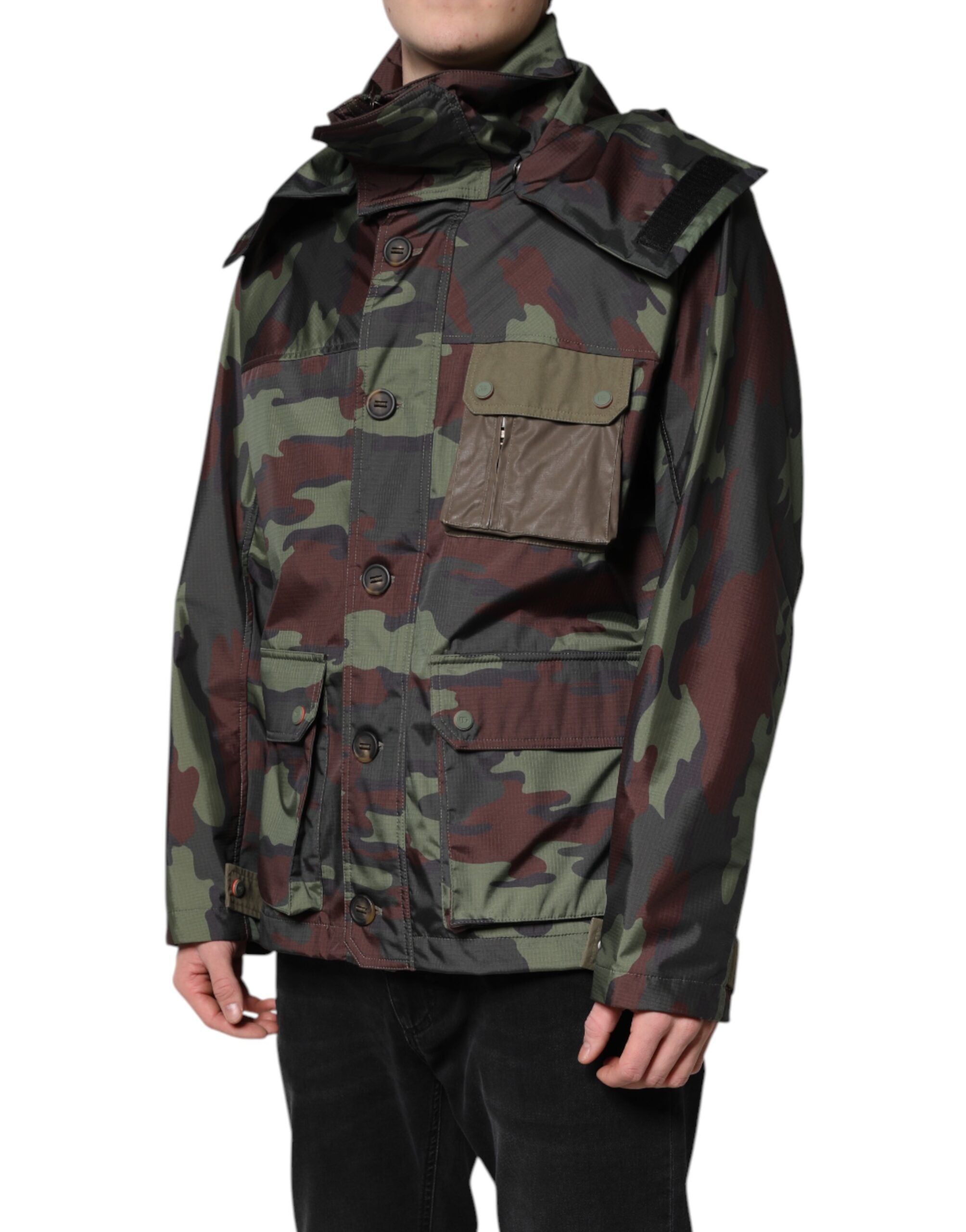 Dolce & Gabbana Dolce & Gabbana Multicolor Camouflage Button Hooded Men's Jacket