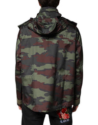 Dolce & Gabbana Dolce & Gabbana Multicolor Camouflage Button Hooded Men's Jacket