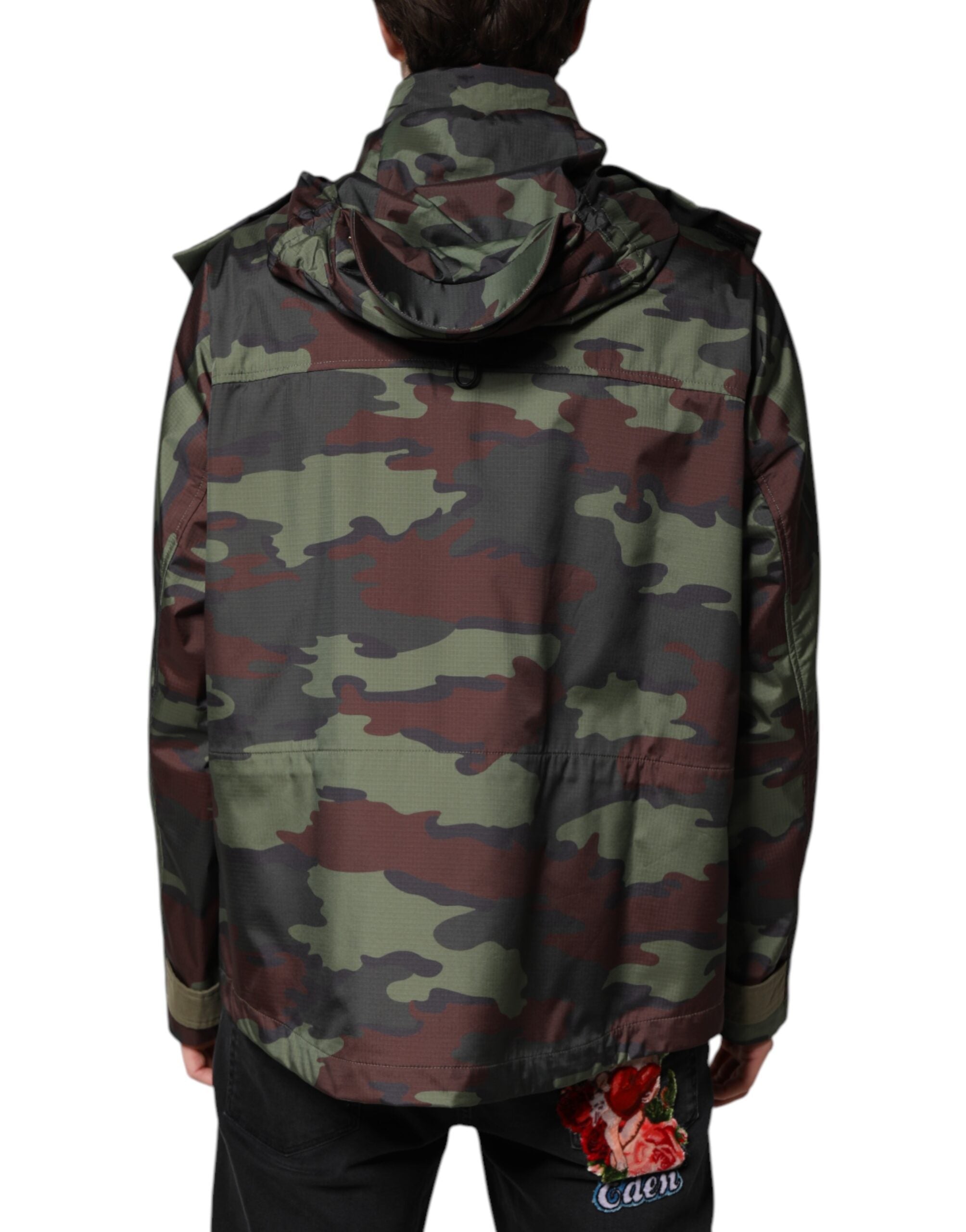 Dolce & Gabbana Dolce & Gabbana Multicolor Camouflage Button Hooded Men's Jacket
