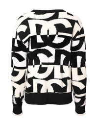 Dolce & Gabbana White Black Logo Print Women Pullover Women's Sweater