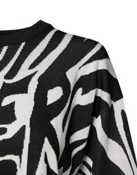 Dolce & Gabbana Black White Print Women Pullover Women's Sweater
