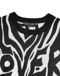 Dolce & Gabbana Black White Print Women Pullover Women's Sweater