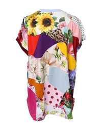 Dolce & Gabbana Multicolor Patchwork Short Sleeve Blouse Women's Top