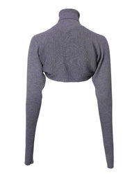 Dolce & Gabbana Gray Wool Knit Turtleneck Cropped Top Women's Sweater