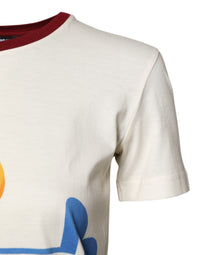 Dolce & Gabbana White Cotton Print Short Sleeves Top Women's T-shirt