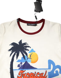 Dolce & Gabbana White Cotton Print Short Sleeves Top Women's T-shirt