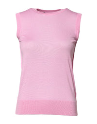 Dolce & Gabbana Pink Cashmere Round Neck Sleeveless Tank Women's Top