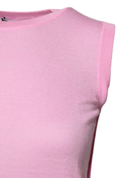 Dolce & Gabbana Pink Cashmere Round Neck Sleeveless Tank Women's Top
