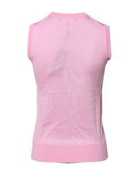 Dolce & Gabbana Pink Cashmere Round Neck Sleeveless Tank Women's Top